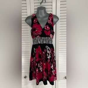 Dots Vintage black and pink floral dress .